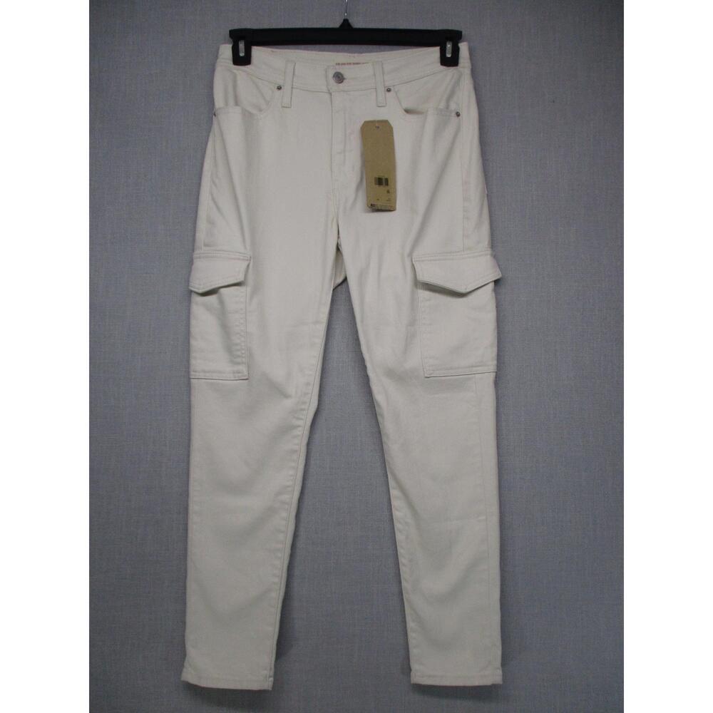 Levis Off White Utility Trendy Cargo High Rise Skinny Ankle Pants Womens Size 29